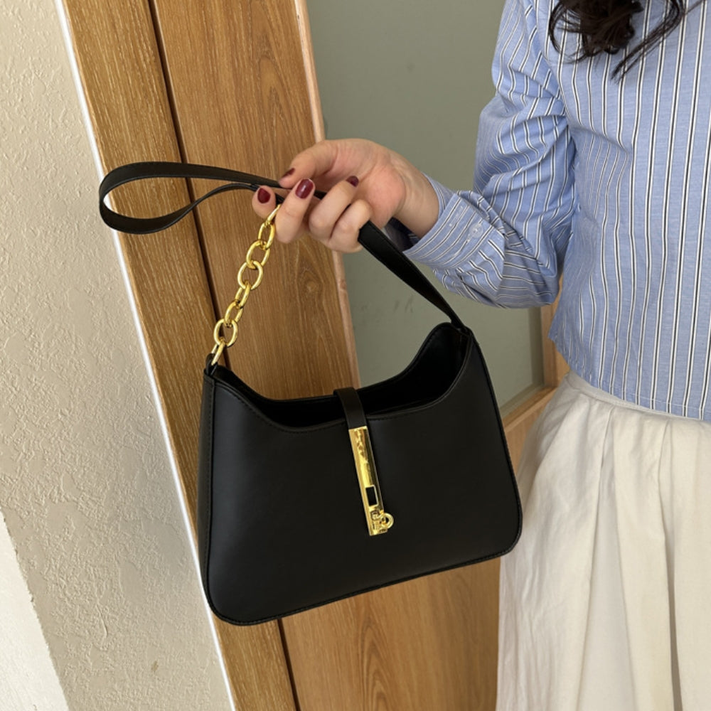 Women’s Minimalist Faux Leather Crescent Underarm Bag