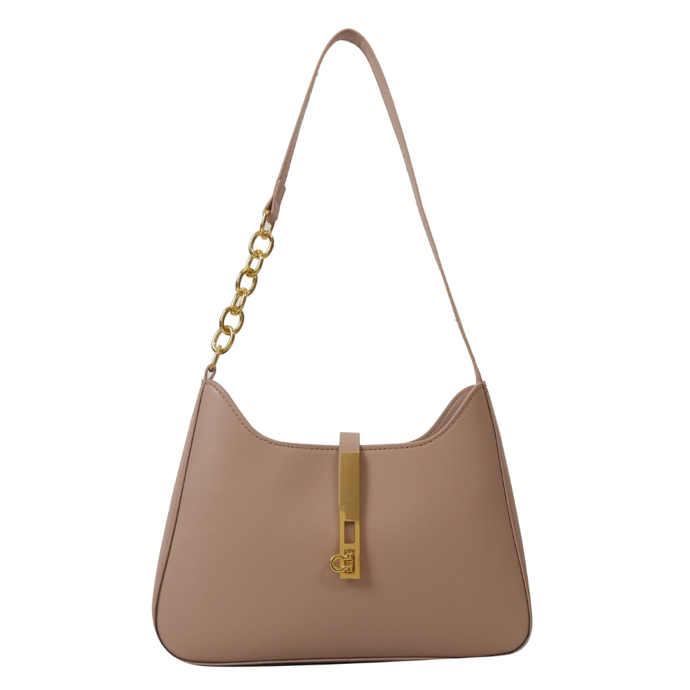 Women’s Minimalist Faux Leather Crescent Underarm Bag