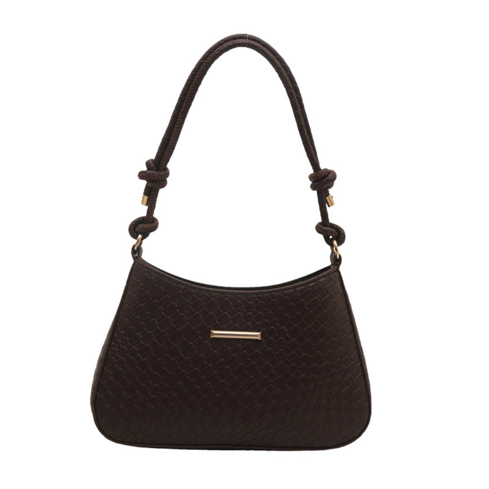 Women’s Woven Crescent Underarm Bag with Knotted Handle