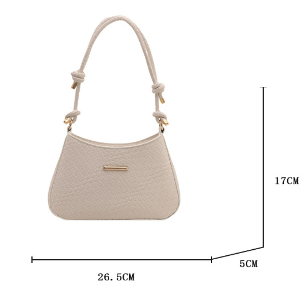 Women’s Woven Crescent Underarm Bag with Knotted Handle