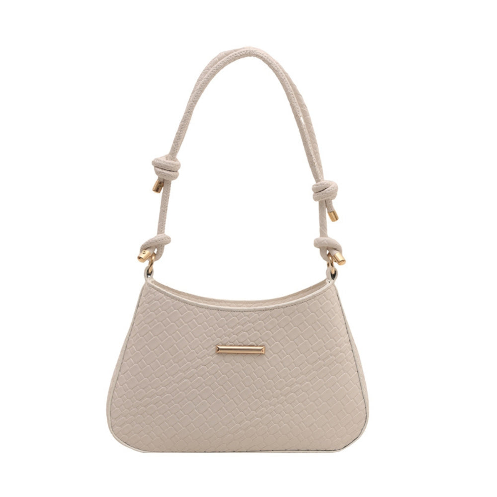 Women’s Woven Crescent Underarm Bag with Knotted Handle