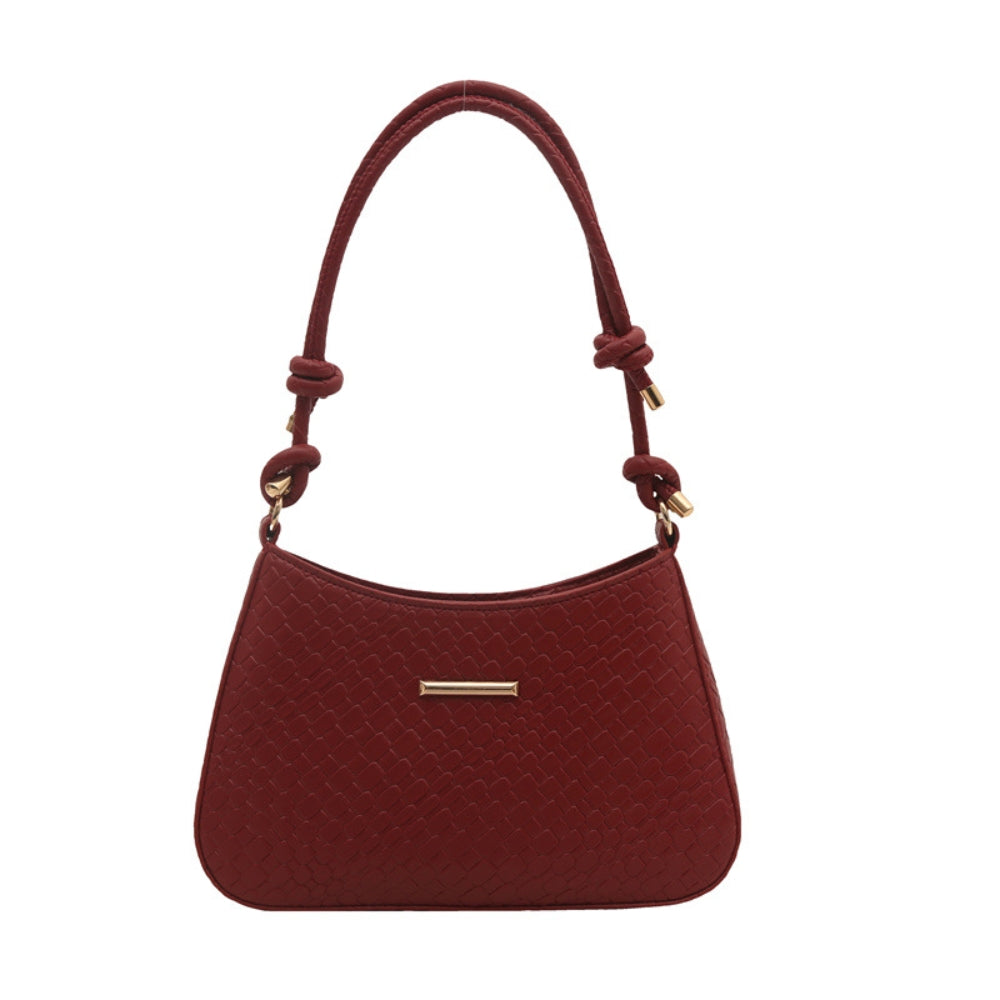 Women’s Woven Crescent Underarm Bag with Knotted Handle