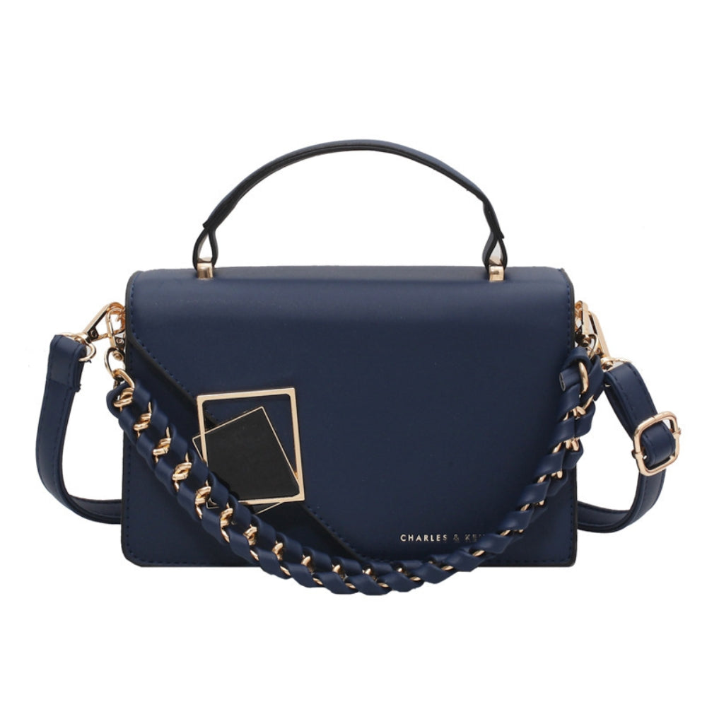 Women’s Structured Square Crossbody Bag with Braided Strap