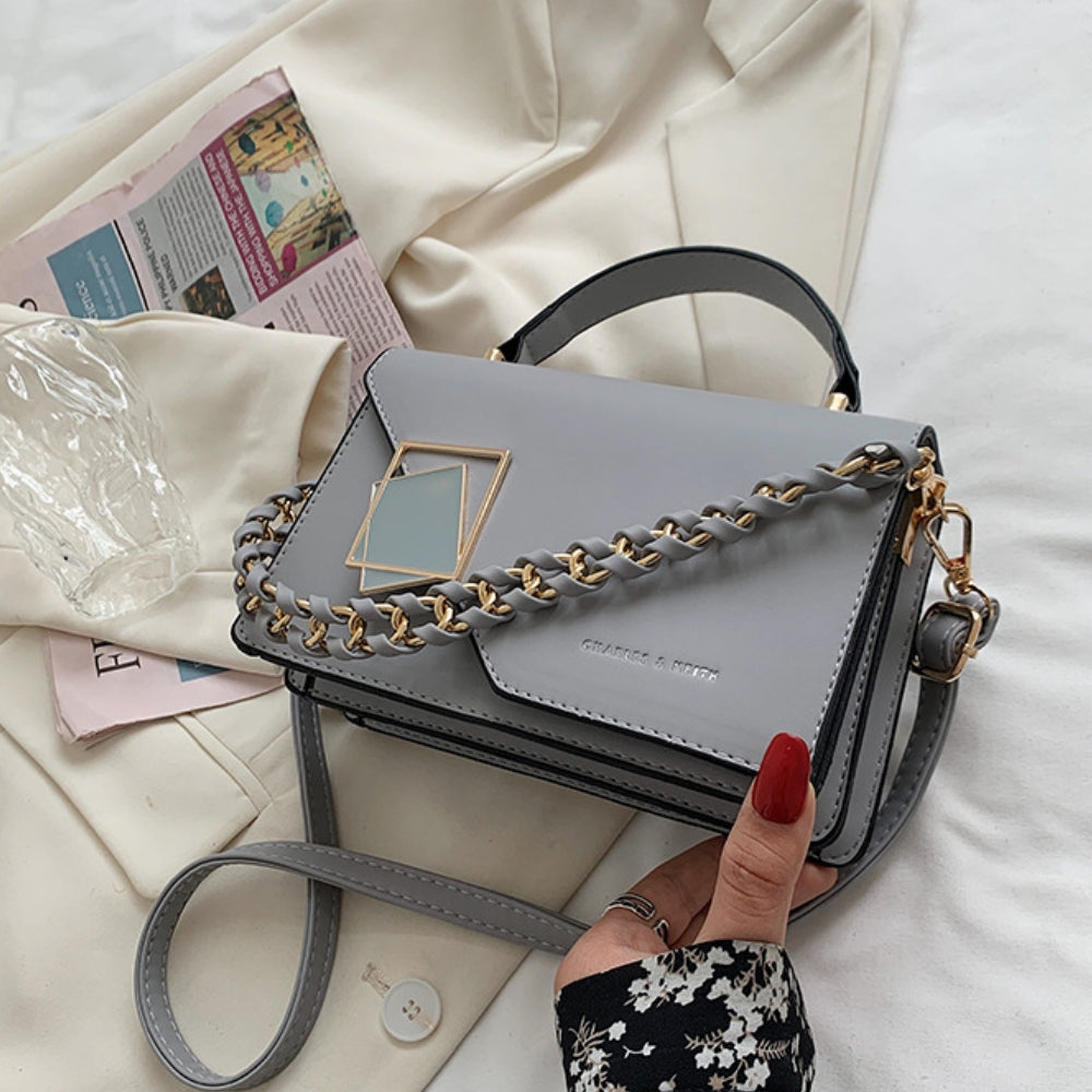 Women’s Structured Square Crossbody Bag with Braided Strap