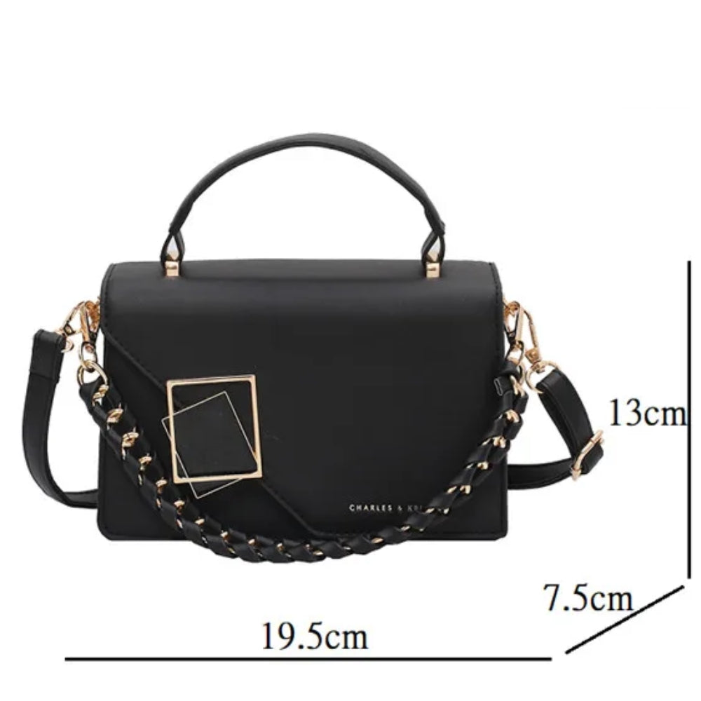 Women’s Structured Square Crossbody Bag with Braided Strap