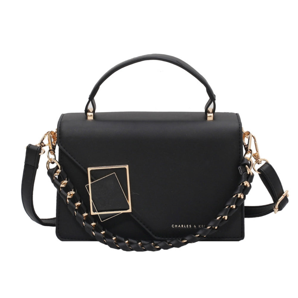 Women’s Structured Square Crossbody Bag with Braided Strap