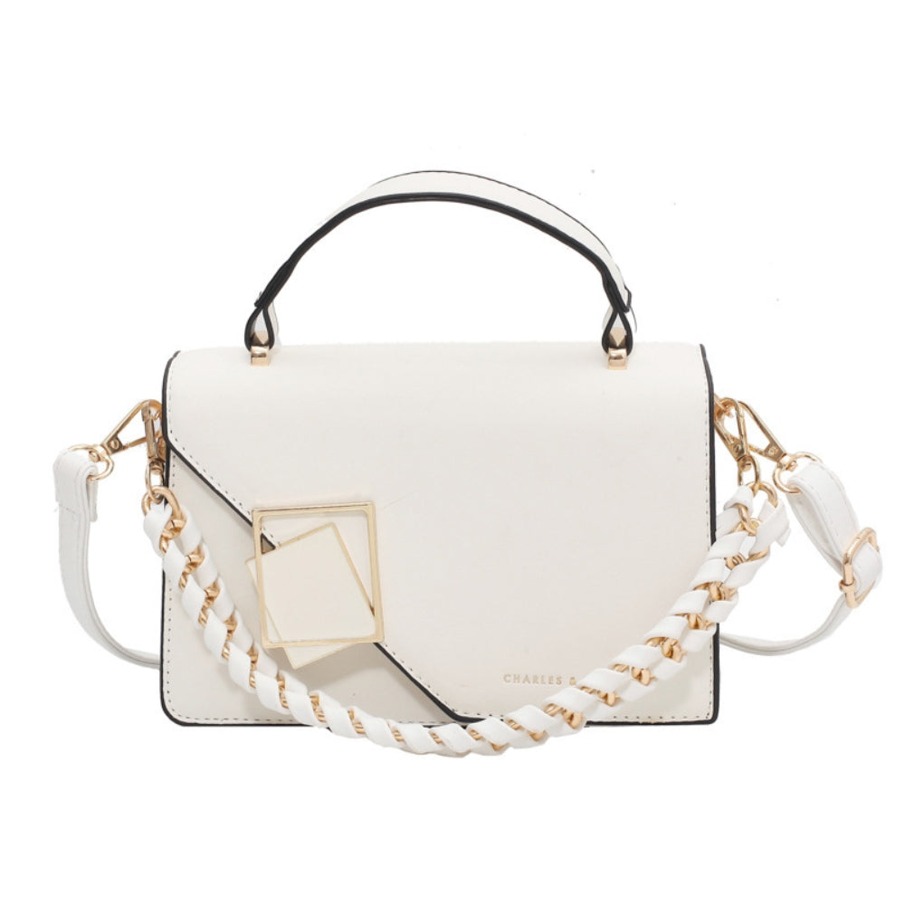Women’s Structured Square Crossbody Bag with Braided Strap