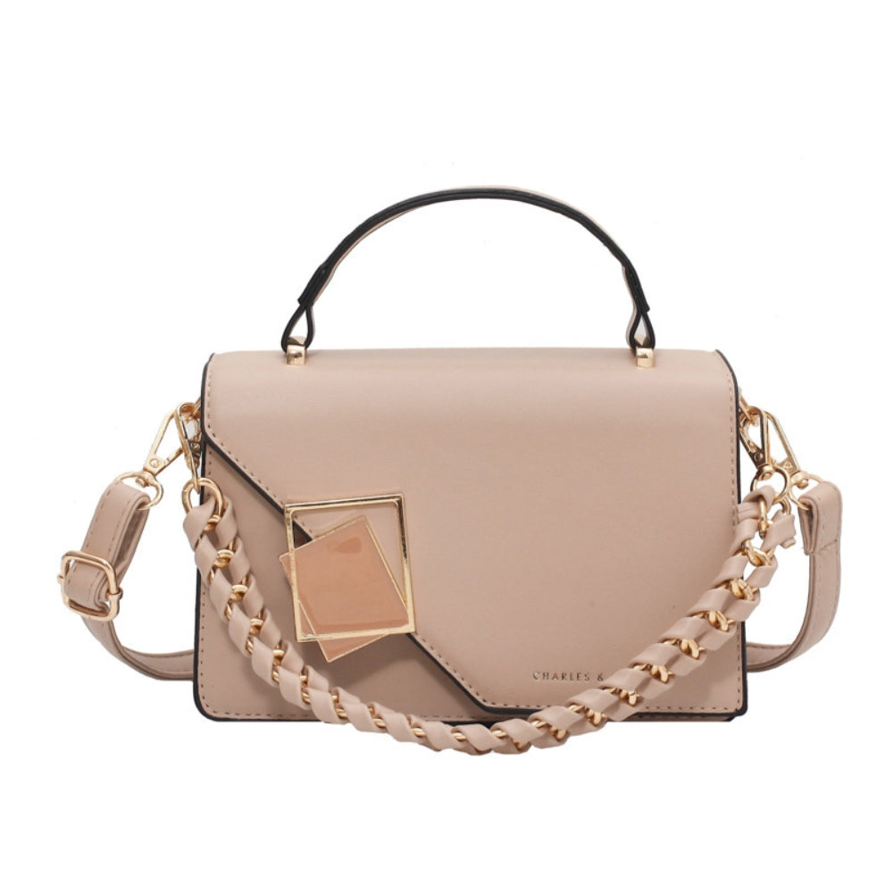 Women’s Structured Square Crossbody Bag with Braided Strap