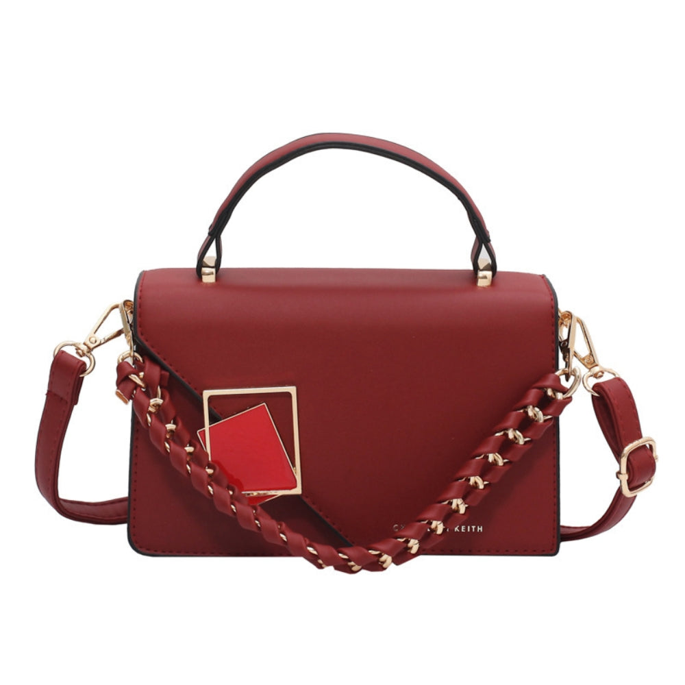 Women’s Structured Square Crossbody Bag with Braided Strap