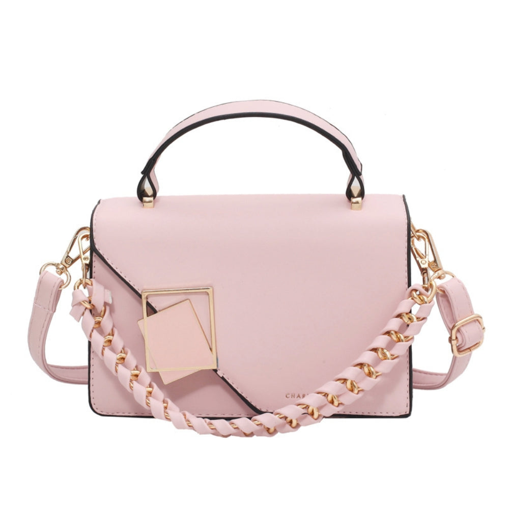 Women’s Structured Square Crossbody Bag with Braided Strap