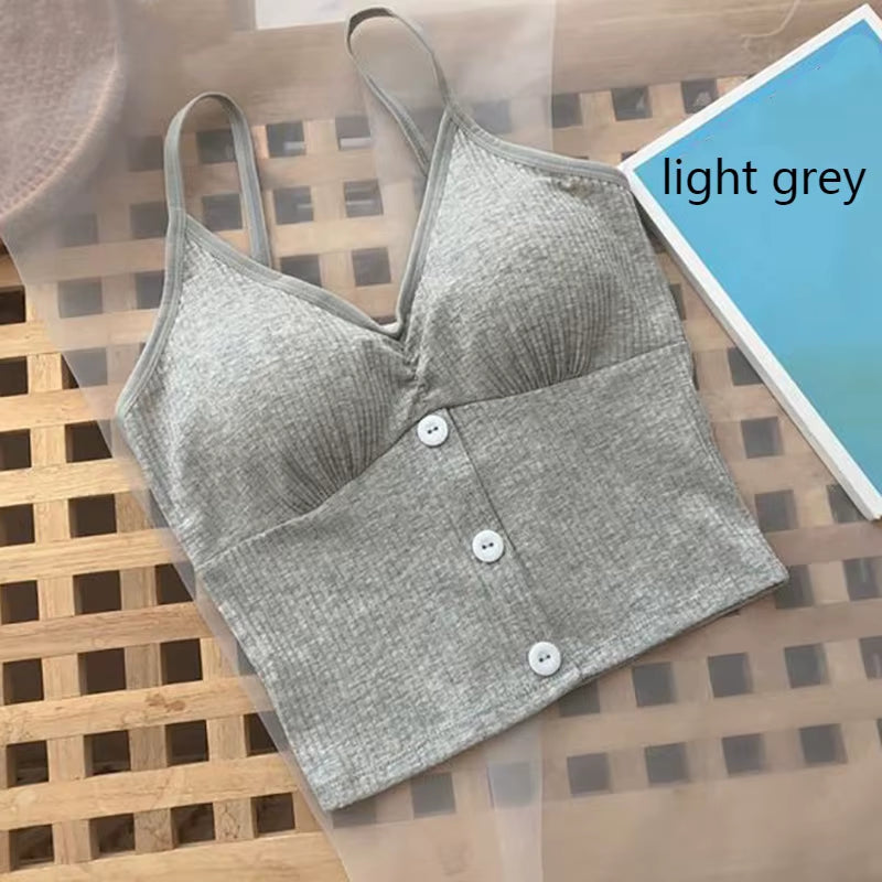 Women Knitted Tank Top Strap Vest Female Knitting Crop Top Chest Wrap Pure Cotton Underwear Camisoles