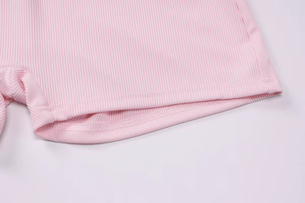 Combishort Hugcitar Femme – Printemps Côtelé, Col Carré, Moulant & Sexy, Manches Longues, Boutons – Streetwear & Sport