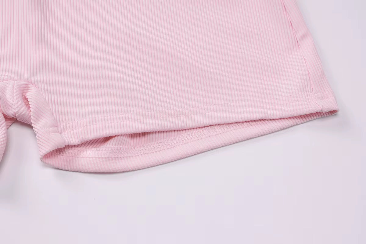 Combishort Hugcitar Femme – Printemps Côtelé, Col Carré, Moulant & Sexy, Manches Longues, Boutons – Streetwear & Sport