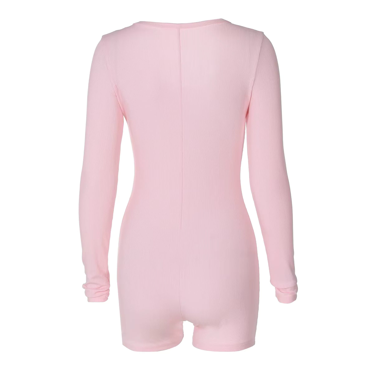 Combishort Hugcitar Femme – Printemps Côtelé, Col Carré, Moulant & Sexy, Manches Longues, Boutons – Streetwear & Sport