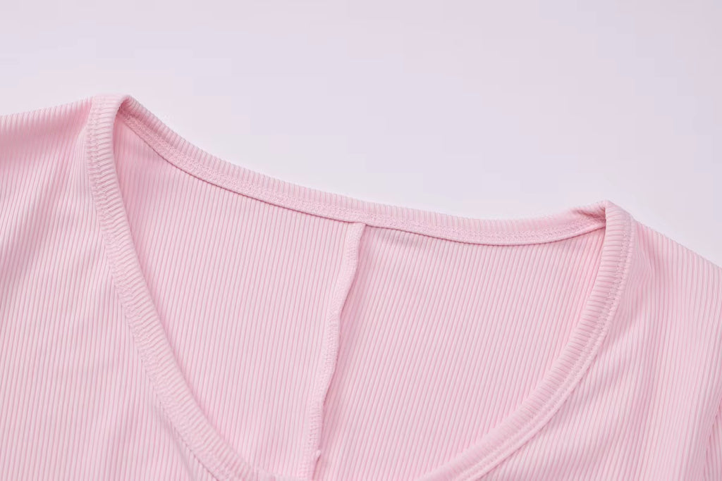 Combishort Hugcitar Femme – Printemps Côtelé, Col Carré, Moulant & Sexy, Manches Longues, Boutons – Streetwear & Sport